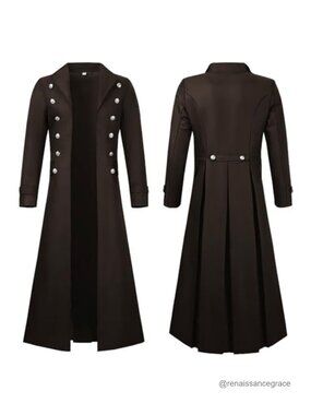 Victorian Steampunk Long Trench Coat Gothic Renaissance Cosplay Costume